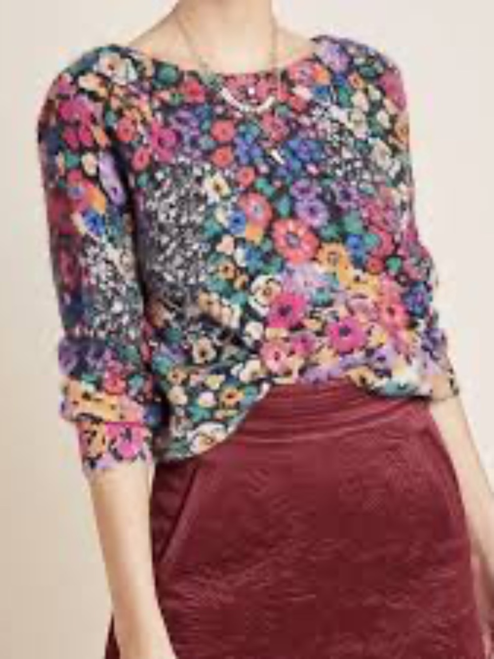 Anthropologie XS Bouquet Eyelash Sweater